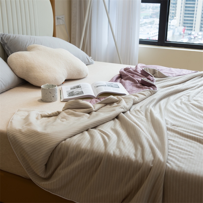 91家纺网 家纺一手货源 找家纺 星座  2025春夏A类凉感丝夏被空调被芯被子 浅灰