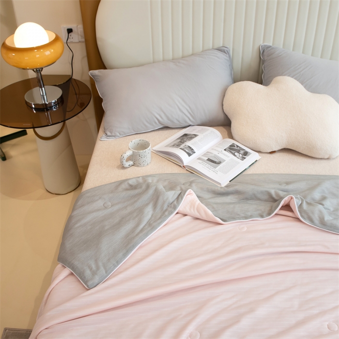 91家纺网 家纺一手货源 找家纺 星座  2025春夏A类凉感丝夏被空调被芯被子 清新粉