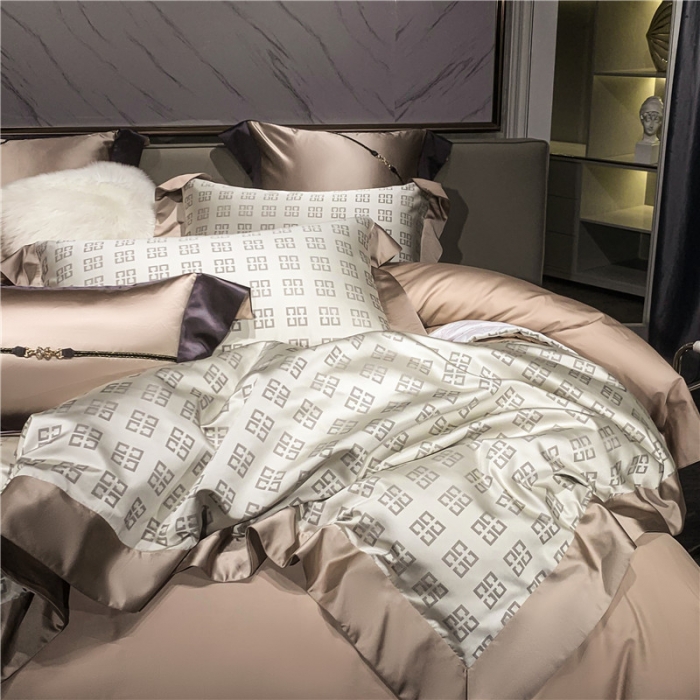 91家纺网 家纺一手货源 找家纺 2022新款锦缎高精密肌理纹200支色织提花床单床盖四件套 纪万希