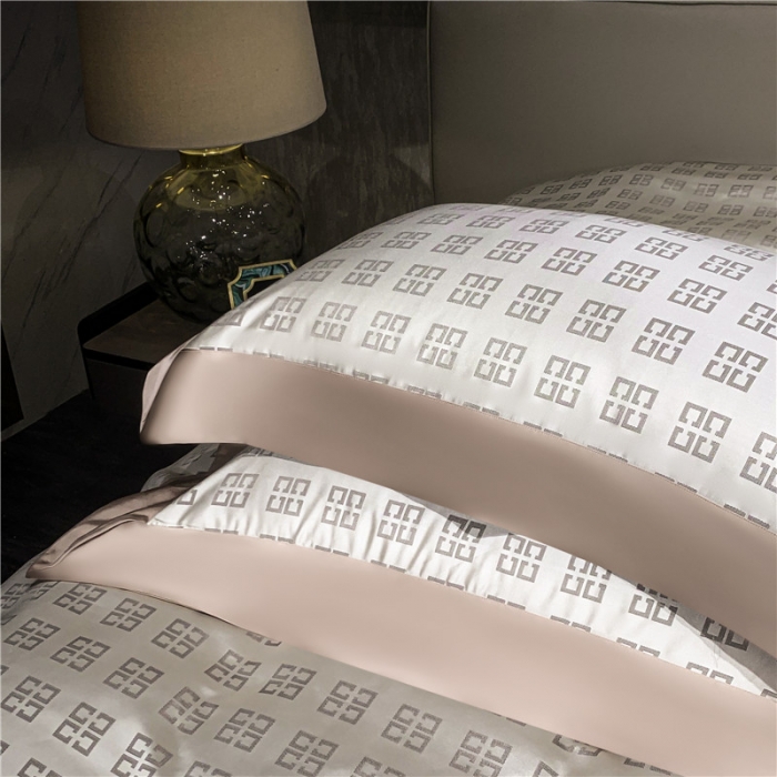 91家纺网 家纺一手货源 找家纺 2022新款锦缎高精密肌理纹200支色织提花床单床盖四件套 纪万希