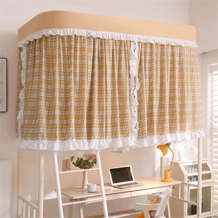 91家纺网 家纺一手货源 找家纺 新太阳蚊帐 2022新款萝莉格子学生导轨款蚊帐 萝莉格子-黄