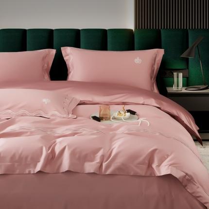 91家纺网 家纺一手货源 找家纺 玖玖爱 2022新款160支贡缎四件套 唯美豆沙