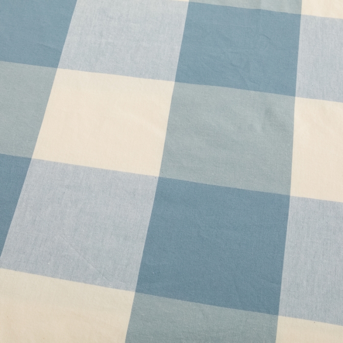 91家纺网 家纺一手货源 找家纺 杜先生 2023新款全棉无印风老粗布四件套直播爆款 无印风格子-蓝