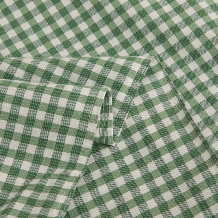 91家纺网 家纺一手货源 找家纺 杜先生 2023新款全棉无印风老粗布四件套直播爆款 无印风格子-绿