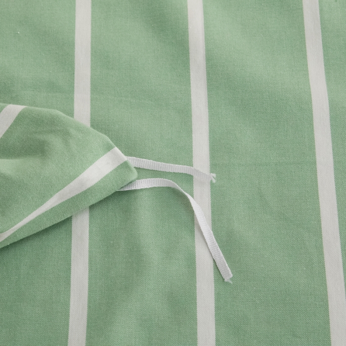 91家纺网 家纺一手货源 找家纺 杜先生 2023新款全棉无印风老粗布四件套直播爆款 无印风条纹-绿