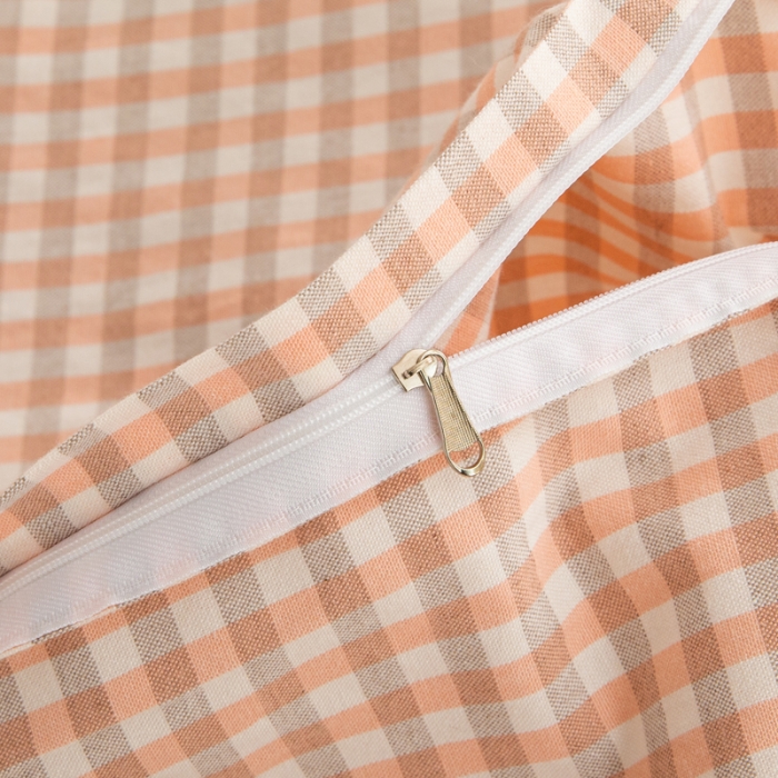 91家纺网 家纺一手货源 找家纺 杜先生 2023新款全棉无印风老粗布四件套直播爆款 无印风小格-玉