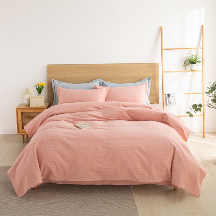 91家纺网 家纺一手货源 找家纺 杜先生 2023新款全棉无印风老粗布四件套直播爆款 无印风影格-玉