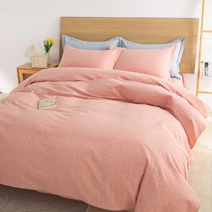 91家纺网 家纺一手货源 找家纺 杜先生 2023新款全棉无印风老粗布四件套直播爆款 无印风影格-玉