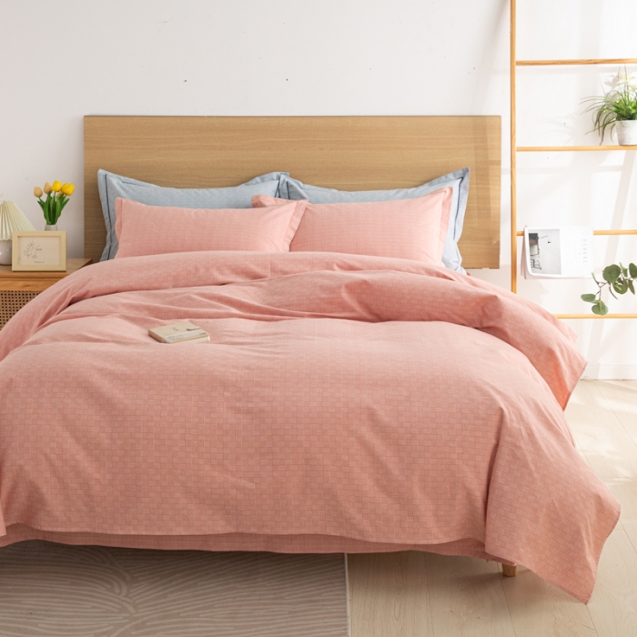 91家纺网 家纺一手货源 找家纺 杜先生 2023新款全棉无印风老粗布四件套直播爆款 无印风影格-玉