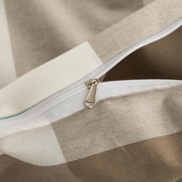 91家纺网 家纺一手货源 找家纺 杜先生2023新全棉无印风老粗布单双针被套直播爆款 无印风格子-咖