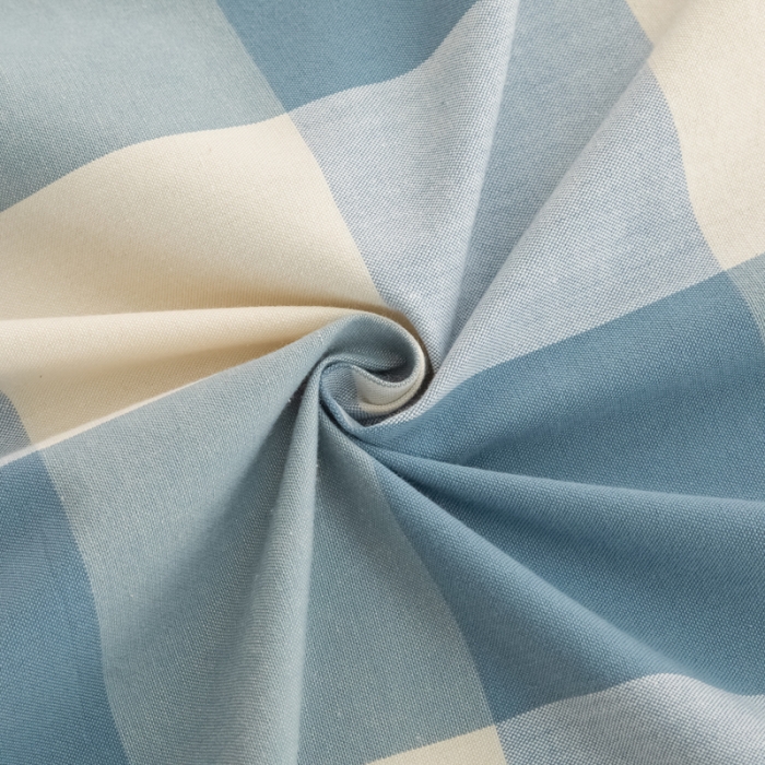 91家纺网 家纺一手货源 找家纺 杜先生2023新全棉无印风老粗布单双针被套直播爆款 无印风格子-蓝