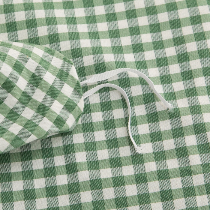 91家纺网 家纺一手货源 找家纺 杜先生2023新全棉无印风老粗布单双针被套直播爆款 无印风格子-绿