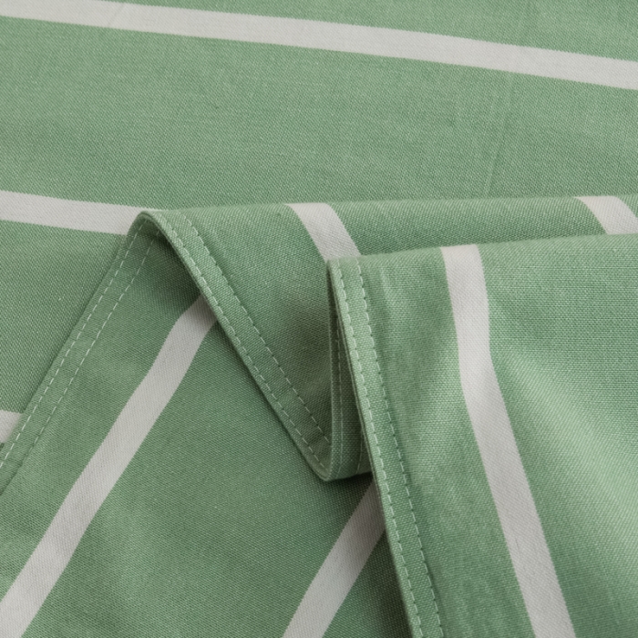 91家纺网 家纺一手货源 找家纺 杜先生2023新全棉无印风老粗布单双针被套直播爆款 无印风条纹-绿