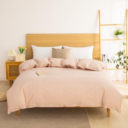 杜先生2023新全棉无印风老粗布单双针被套直播爆款 无印风小格-玉