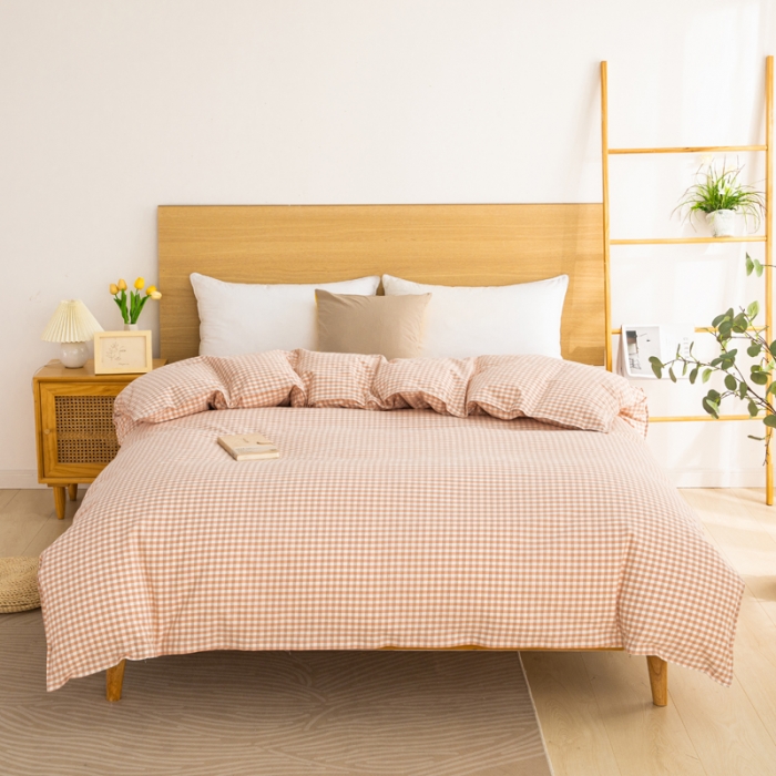 91家纺网 家纺一手货源 找家纺 杜先生2023新全棉无印风老粗布单双针被套直播爆款 无印风小格-玉