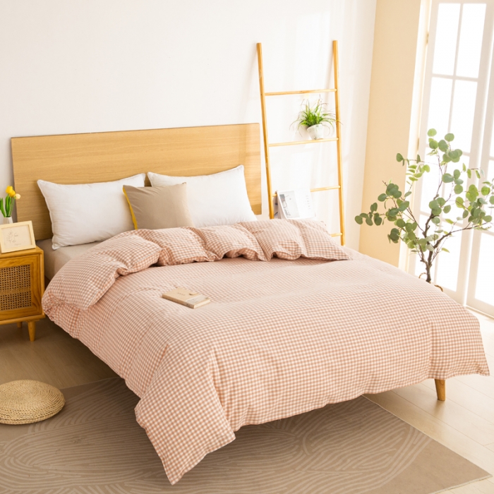 91家纺网 家纺一手货源 找家纺 杜先生2023新全棉无印风老粗布单双针被套直播爆款 无印风小格-玉