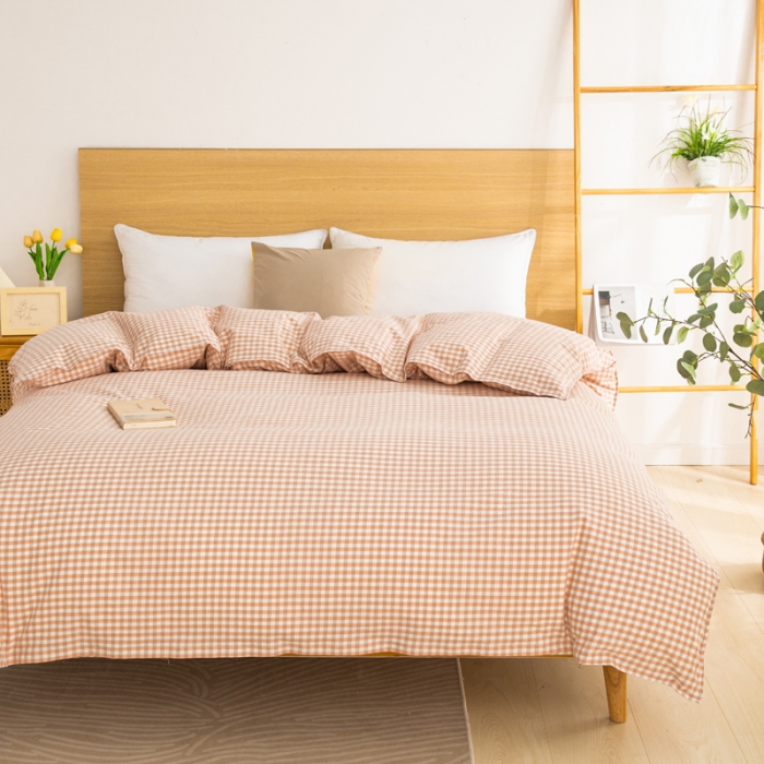 91家纺网 家纺一手货源 找家纺 杜先生2023新全棉无印风老粗布单双针被套直播爆款 无印风小格-玉