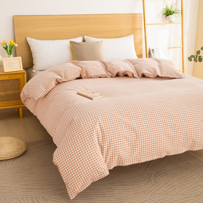 91家纺网 家纺一手货源 找家纺 杜先生2023新全棉无印风老粗布单双针被套直播爆款 无印风小格-玉