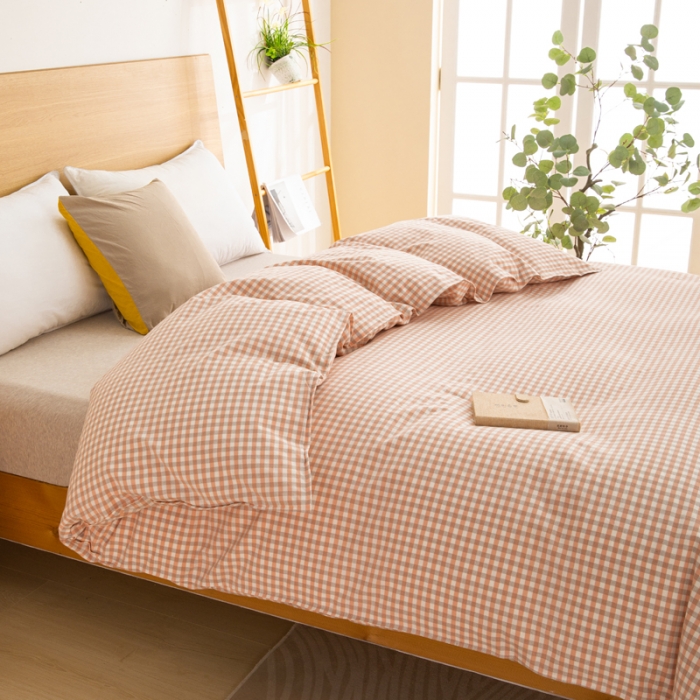 91家纺网 家纺一手货源 找家纺 杜先生2023新全棉无印风老粗布单双针被套直播爆款 无印风小格-玉