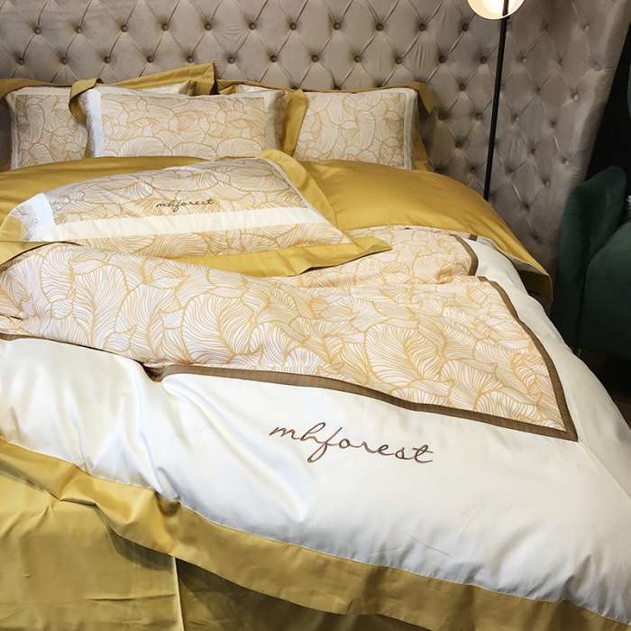 91家纺网 家纺一手货源 找家纺 黑白森林 100支全棉数码印加绣四件套纯棉床上用品