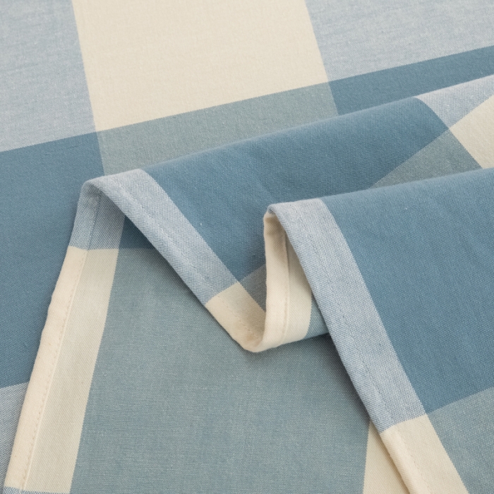 91家纺网 家纺一手货源 找家纺 杜先生 2023新款全棉无印风老粗布单床单直播爆款 无印风格子-蓝