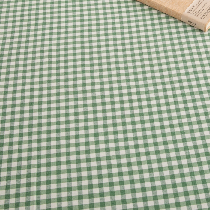 91家纺网 家纺一手货源 找家纺 杜先生 2023新款全棉无印风老粗布单床单直播爆款 无印风格子-绿