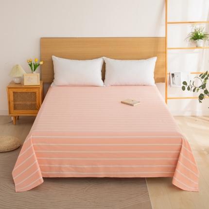 杜先生 2023新款全棉无印风老粗布单床单直播爆款 无印风条纹-粉玉