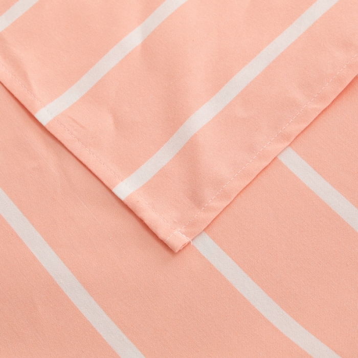 91家纺网 家纺一手货源 找家纺 杜先生 2023新款全棉无印风老粗布单床单直播爆款 无印风条纹-粉玉