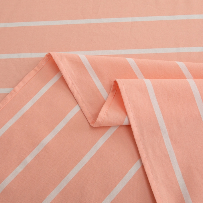 91家纺网 家纺一手货源 找家纺 杜先生 2023新款全棉无印风老粗布单床单直播爆款 无印风条纹-粉玉