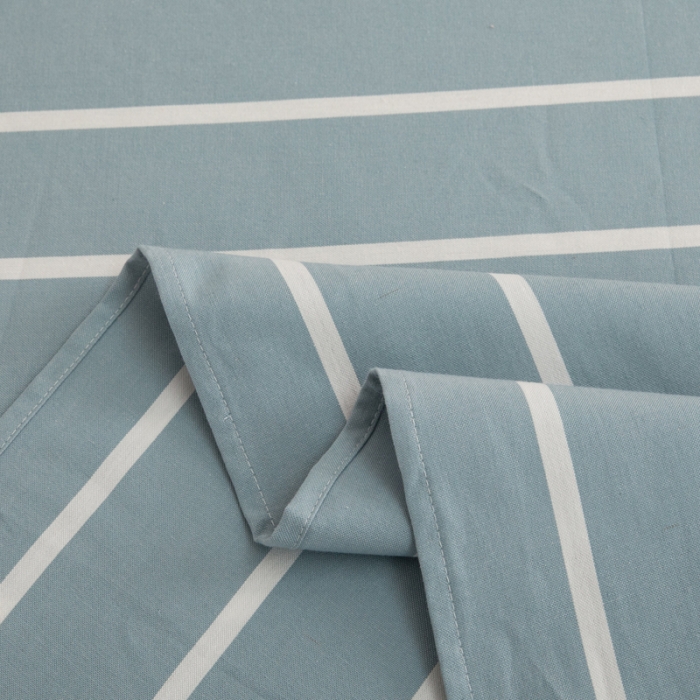91家纺网 家纺一手货源 找家纺 杜先生 2023新款全棉无印风老粗布单床单直播爆款 无印风条纹-蓝灰