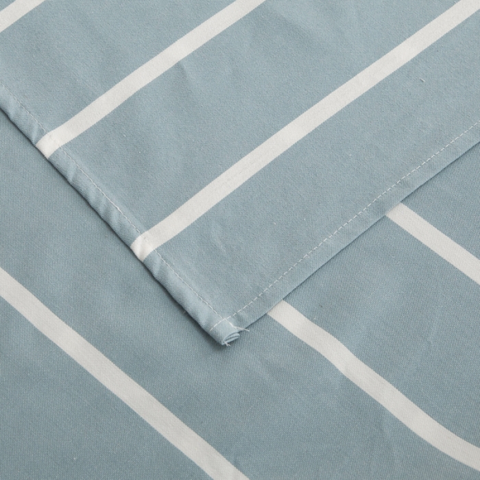 91家纺网 家纺一手货源 找家纺 杜先生 2023新款全棉无印风老粗布单床单直播爆款 无印风条纹-蓝灰