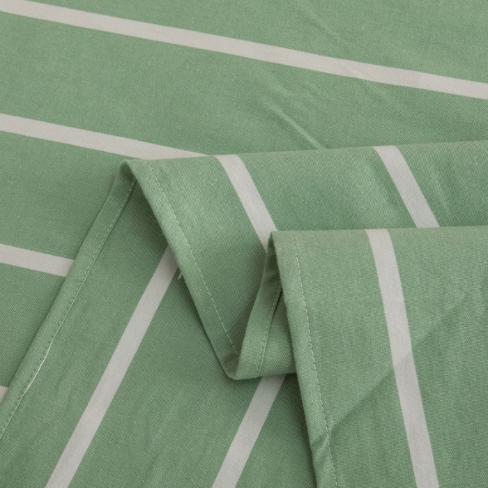 91家纺网 家纺一手货源 找家纺 杜先生 2023新款全棉无印风老粗布单床单直播爆款 无印风条纹-绿