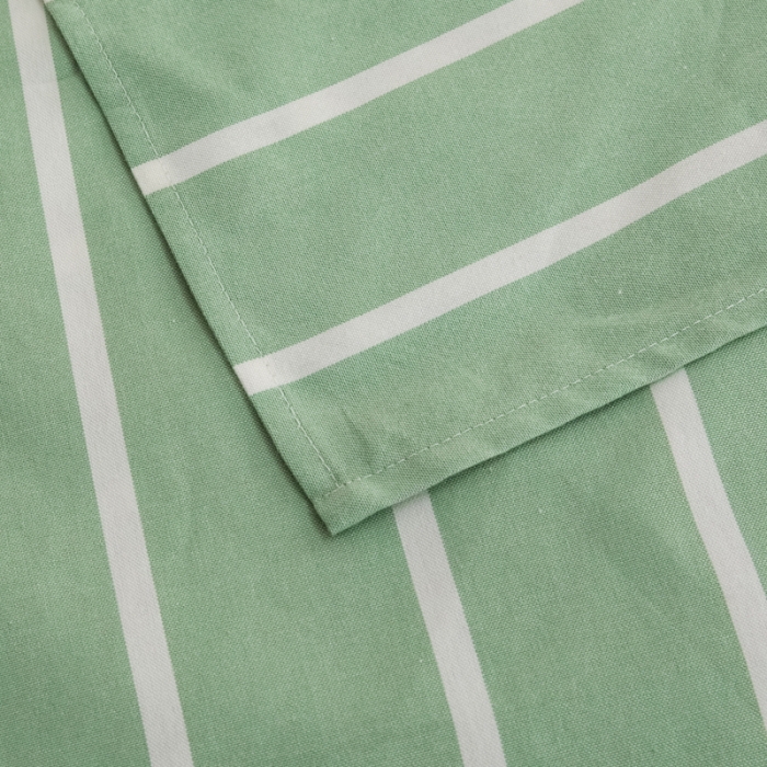 91家纺网 家纺一手货源 找家纺 杜先生 2023新款全棉无印风老粗布单床单直播爆款 无印风条纹-绿