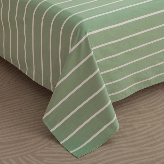 91家纺网 家纺一手货源 找家纺 杜先生 2023新款全棉无印风老粗布单床单直播爆款 无印风条纹-绿