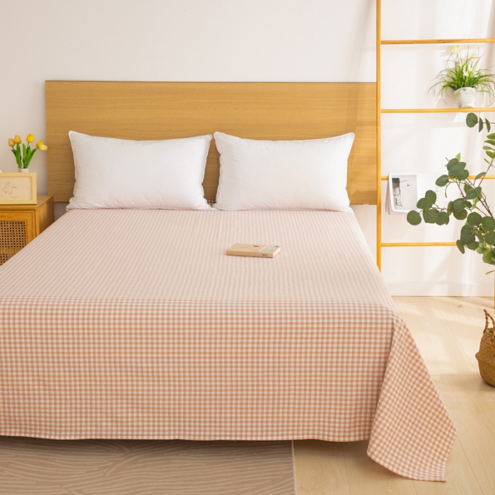 91家纺网 家纺一手货源 找家纺 杜先生 2023新款全棉无印风老粗布单床单直播爆款 无印风小格-玉