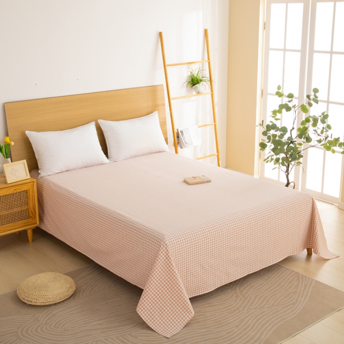 91家纺网 家纺一手货源 找家纺 杜先生 2023新款全棉无印风老粗布单床单直播爆款 无印风小格-玉