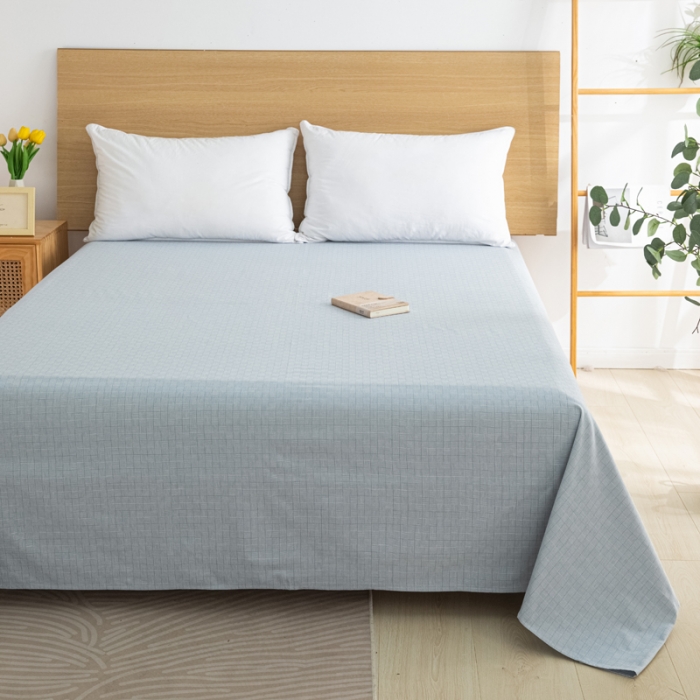 91家纺网 家纺一手货源 找家纺 杜先生 2023新款全棉无印风老粗布单床单直播爆款 无印风影格-蓝灰