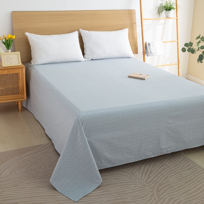 91家纺网 家纺一手货源 找家纺 杜先生 2023新款全棉无印风老粗布单床单直播爆款 无印风影格-蓝灰