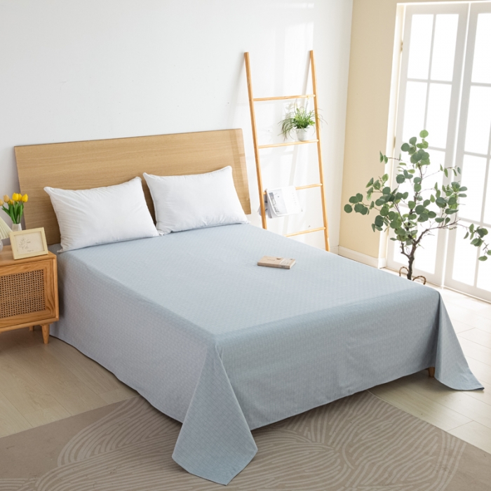 91家纺网 家纺一手货源 找家纺 杜先生 2023新款全棉无印风老粗布单床单直播爆款 无印风影格-蓝灰