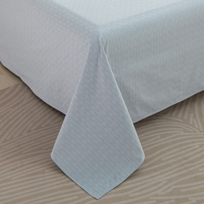 91家纺网 家纺一手货源 找家纺 杜先生 2023新款全棉无印风老粗布单床单直播爆款 无印风影格-蓝灰