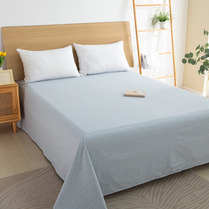 91家纺网 家纺一手货源 找家纺 杜先生 2023新款全棉无印风老粗布单床单直播爆款 无印风影格-蓝灰