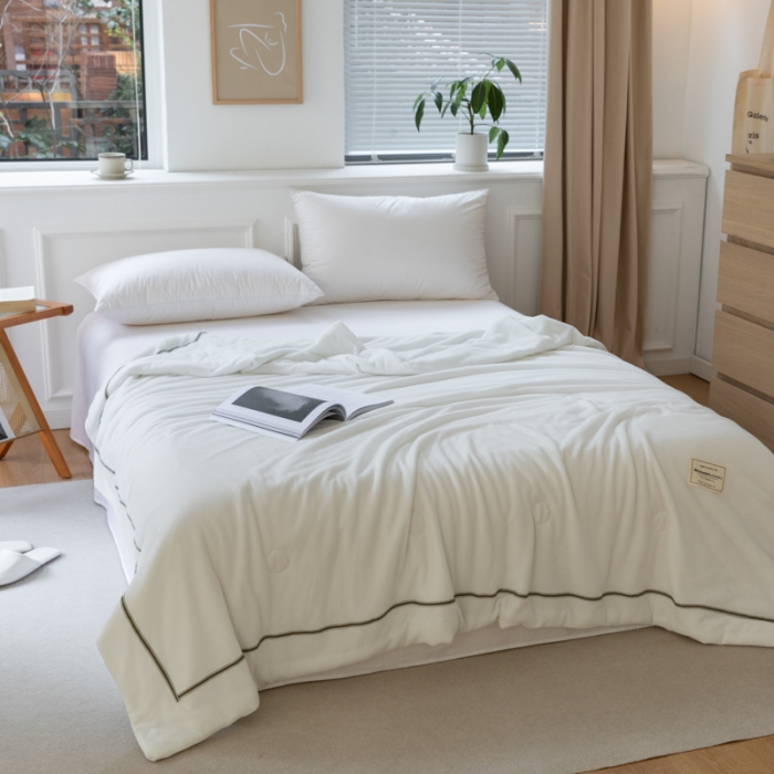 91家纺网 家纺一手货源 找家纺 木堇 2022新款纯色莫代尔华夫格夏被 江柚白