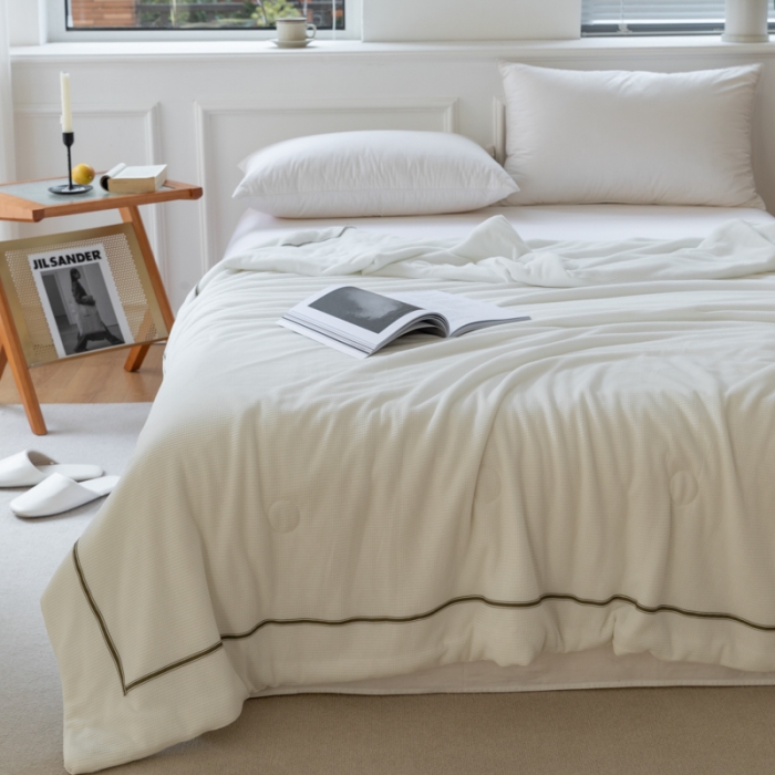 91家纺网 家纺一手货源 找家纺 木堇 2022新款纯色莫代尔华夫格夏被 江柚白