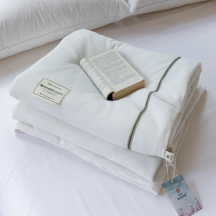 91家纺网 家纺一手货源 找家纺 木堇 2022新款纯色莫代尔华夫格夏被 江柚白