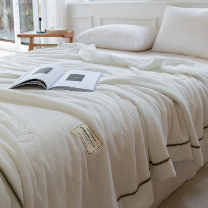 91家纺网 家纺一手货源 找家纺 木堇 2022新款纯色莫代尔华夫格夏被 江柚白