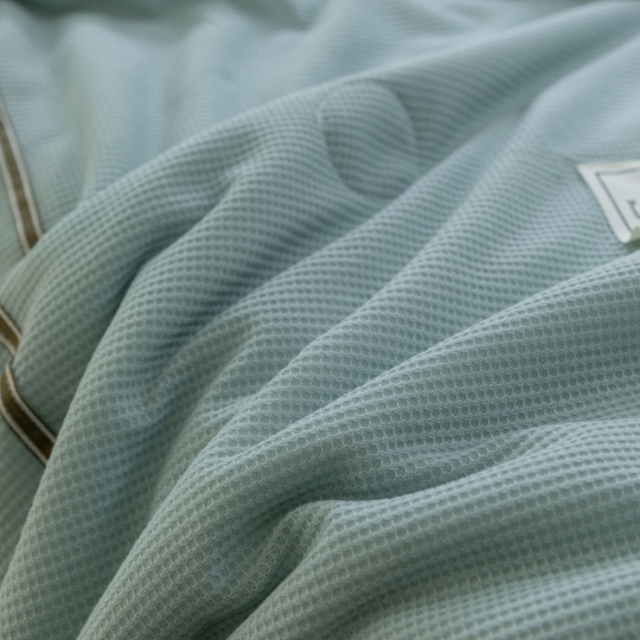 91家纺网 家纺一手货源 找家纺 木堇 2022新款纯色莫代尔华夫格夏被 品绿