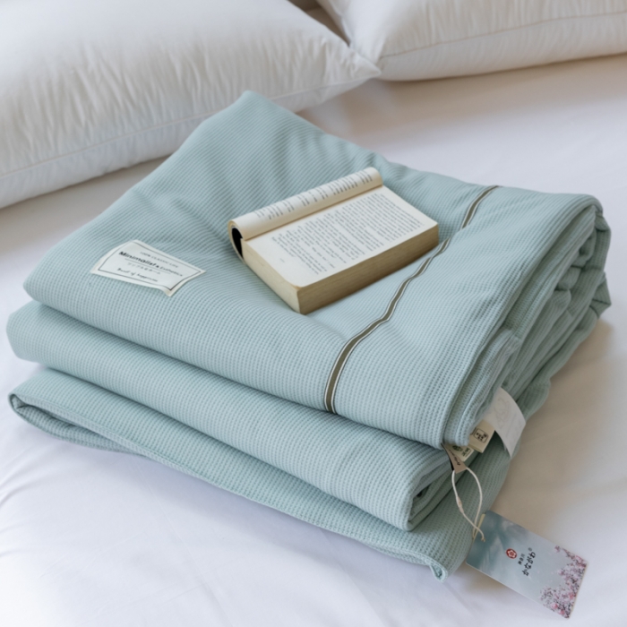 91家纺网 家纺一手货源 找家纺 木堇 2022新款纯色莫代尔华夫格夏被 品绿