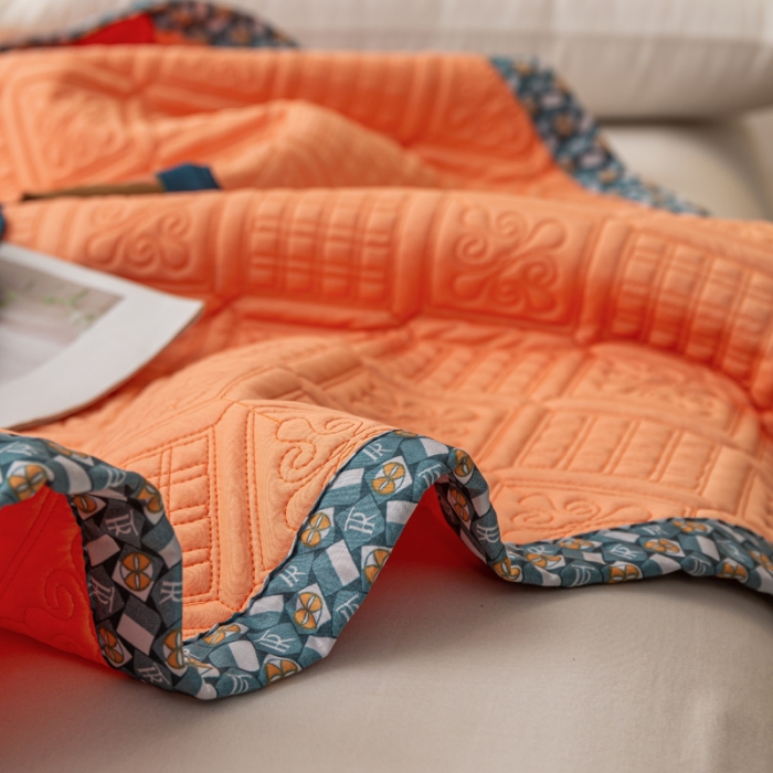 91家纺网 家纺一手货源 找家纺 卡奥 2023新款天丝莫代尔小茶芯床盖夏被 奶昔橙