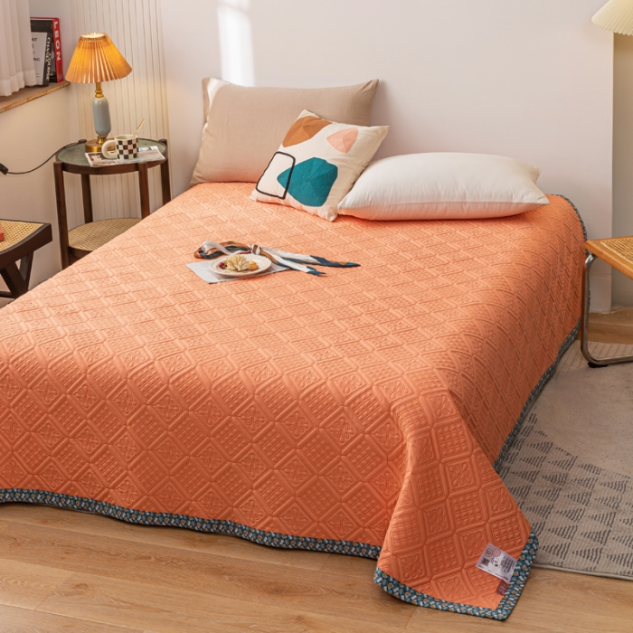 91家纺网 家纺一手货源 找家纺 卡奥 2023新款天丝莫代尔小茶芯床盖夏被 奶昔橙