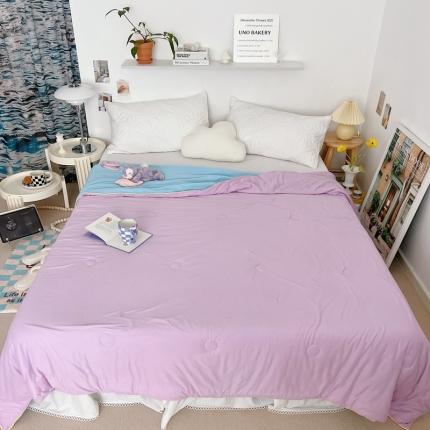 91家纺网 家纺一手货源 找家纺 星期八 2022新款马卡龙针织棉大豆夏被 粉紫蓝